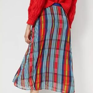 Anthropology Maeve Naya pleated midi colorful preppy academia skirt